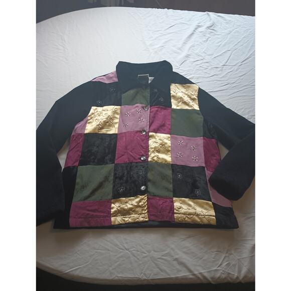 VTG White Stag Patchwork Artsy lined Jacket Women size Medium button - Picture 1 of 8